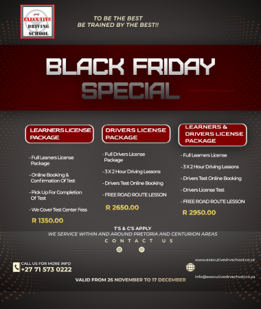 Exec Driving School Black Friday Flyer